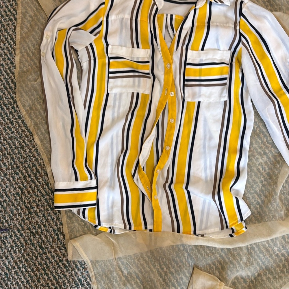 Express Yellow and Black Striped Shirt